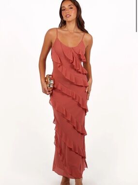 Petal & Pup Ciao Ruffles Maxi Dress in Rosewood